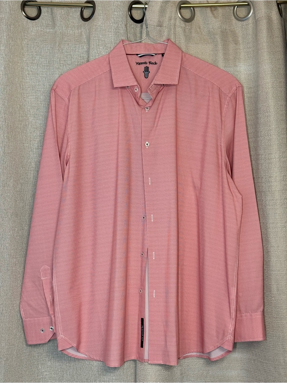 Visconti Black Men's Tailored Dusty Pink Dress Shirt